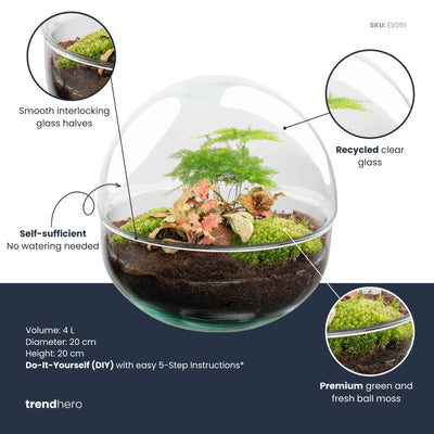 Bottle Garden Red Dome DIY Set: Self-Sufficient Biotope 20 cm