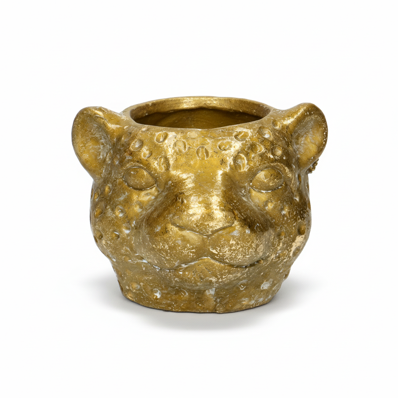 Leopard Pflanzgefäß D12x9,5cm – Gold – Eleganz für Ihr Zuhause