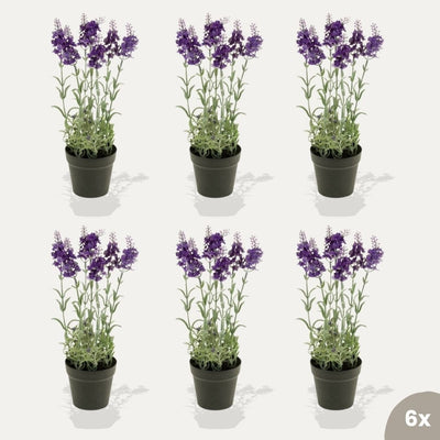 Lavendel - 6 Stück - Kunstpflanzen - Bundle-Set