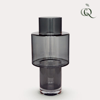 Vase Juba M - Glas, H40 cm, Grau