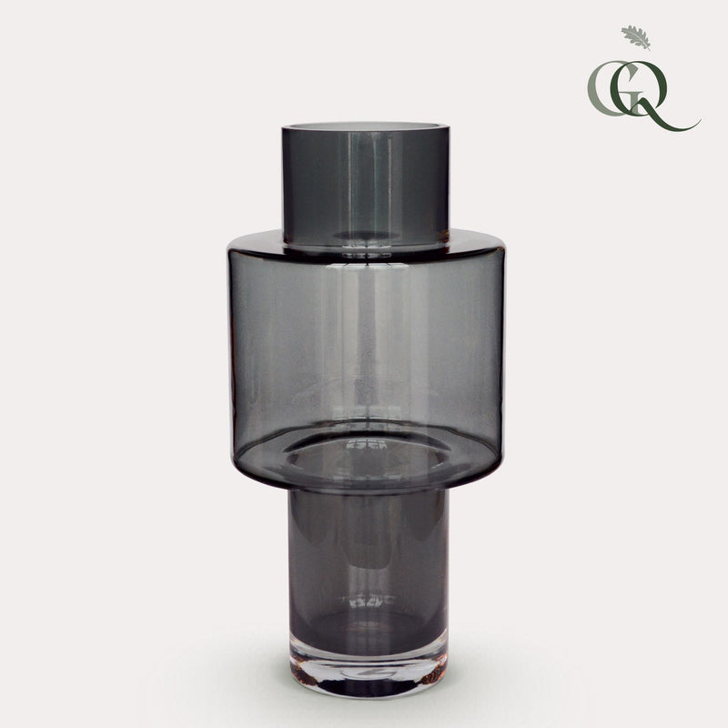 Vase Juba M - Glas, H40 cm, Grau