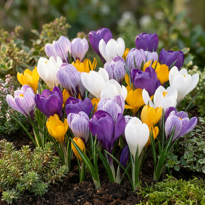 60x Krokusse Großblütig Mix - Frühjahrsblüher Zwiebeln Größe 7/8