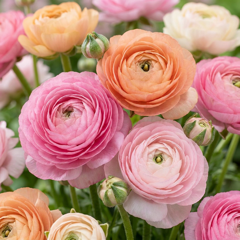 80 Ranunculus Pastel Mix Zwiebeln - Sommerblüher, Gr. 5/6