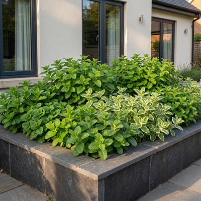 Green boutiQ - Perennials - Border Package - Tea Herbs - Various - Varieties and Colors - 6 Plants - Pot 11cm - Height 15-25cm