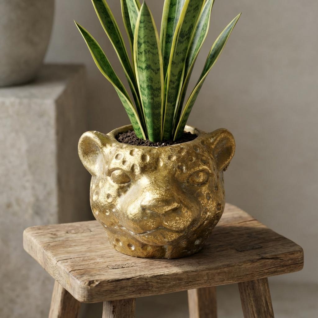 Planter Luipaard D12x9,5cm - Gold - D12x9,5cm