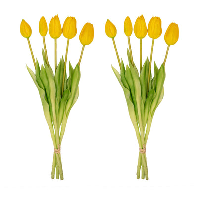 Tulpen-Strauß Gelb – 10 Stück – „Real Touch“ Kunsttulpen – 42 cm (gelb)