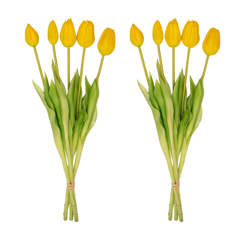 Tulpen-Strauß Gelb – 10 Stück – „Real Touch“ Kunsttulpen – 42 cm (gelb)