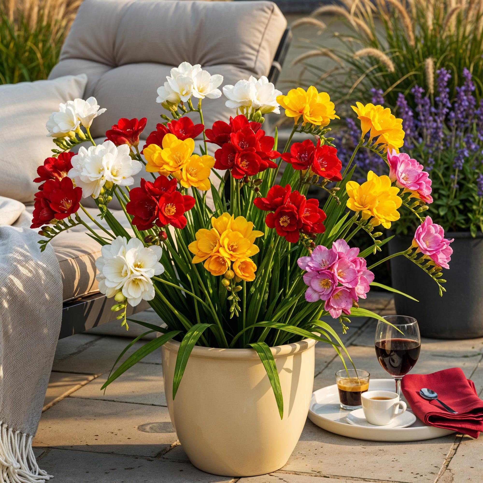 GreenboutiQ - Blumenzwiebeln - Freesia Double Mix - Bulbs Hardy Perennial - Verschiedene Farben - 40 Stück - Zwiebelgröße 5/6 - XXL Pack