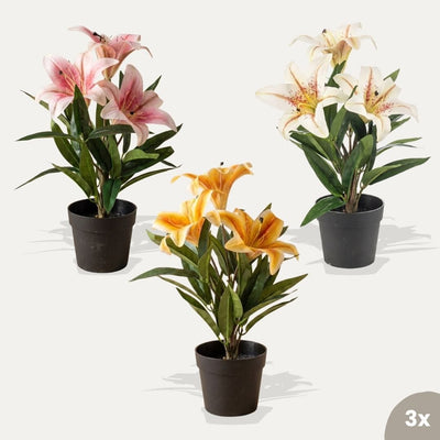 Lilien Mix - 3 Stück - Bündelprodukt - Kunstpflanzen