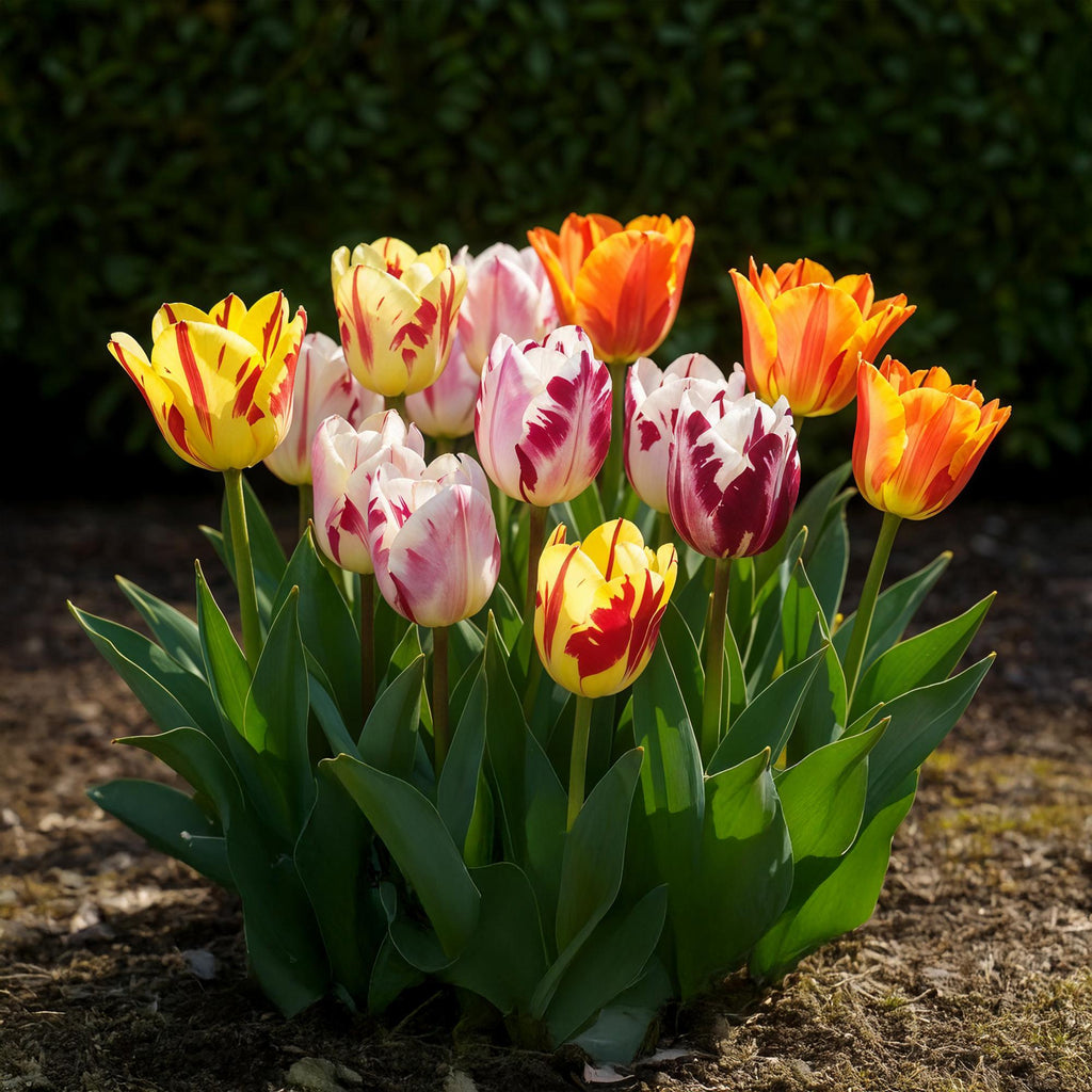 GreenboutiQ - Blumenzwiebeln - Tulp Flaming Beauty Mix - Bulbs Hardy Perennial - Verschiedene Farben - 15 Stück - Zwiebelgröße 11/12 - XXL Pack
