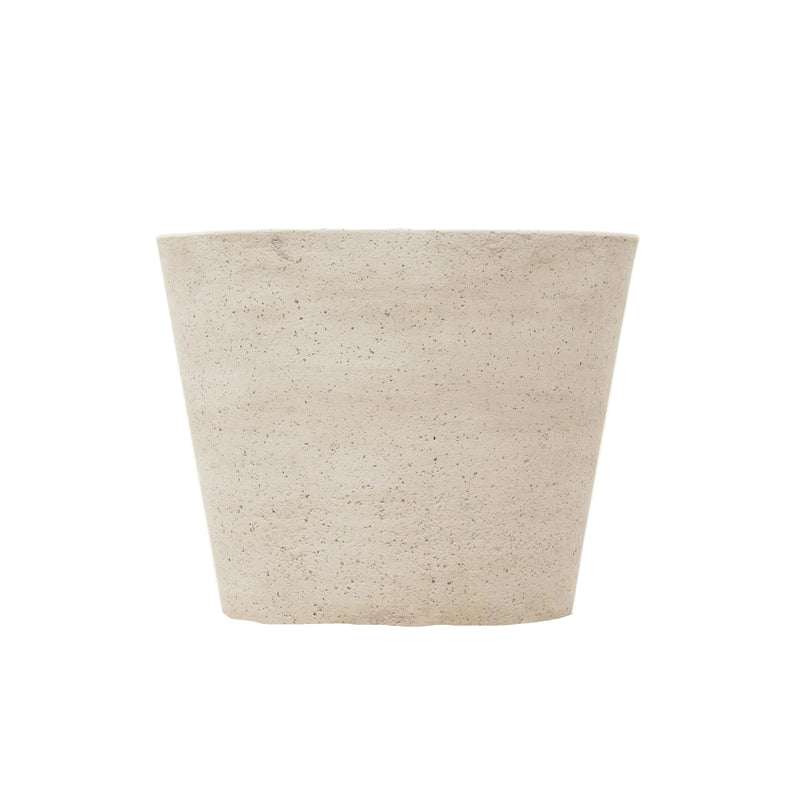 Pot Beige Washed L - 58x50cm with elegant leaf decoration
