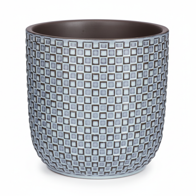 Mini Pot Embossed Blue D7 – Charming Decor for Your Plants