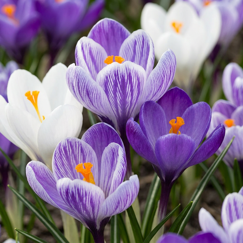 60x Blaue & Weiße Krokus Zwiebeln (7/8) - Frühlingsblüher für Ihren Garten