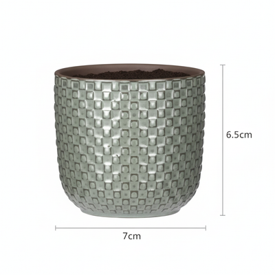 Mini Pot Relief green D7 - Modern Planter with Texture
