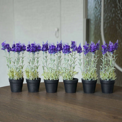 Lavendel - 6 Stück - Kunstpflanzen - Bundle-Set