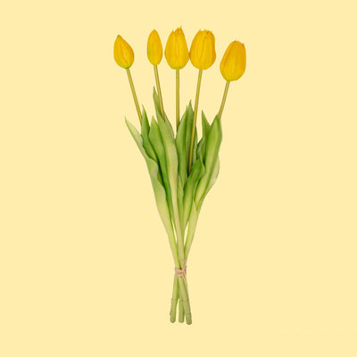 Gelbe Kunsttulpen 'Real Touch' – 5 Stück – 42 cm