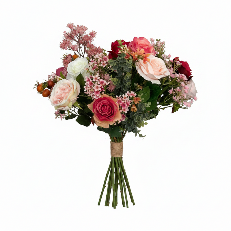 Kunstblumen - Bouquet M - Flame Roses - 45 cm