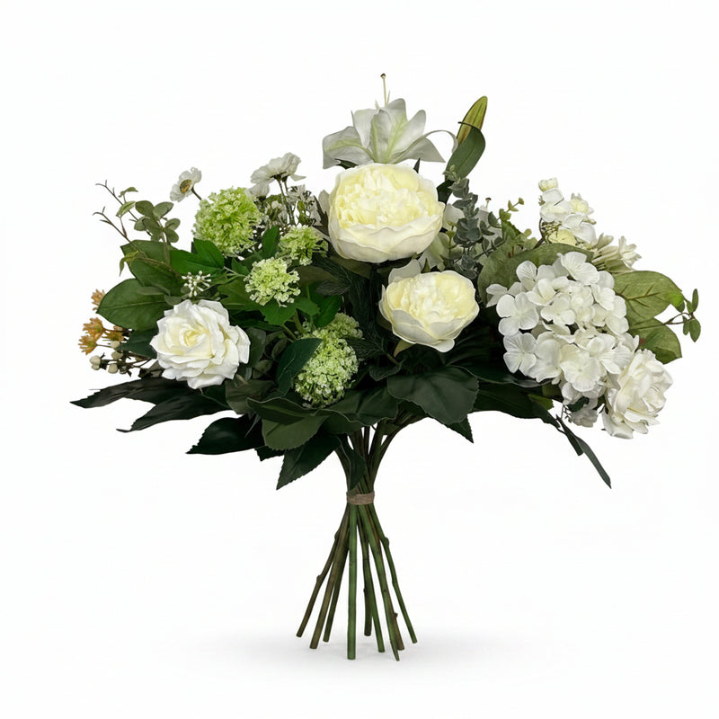 Artificial Flower Bouquet 'White Dream' - 60cm - Elegant White Artificial Flowers