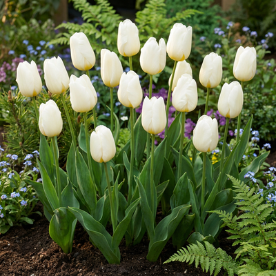 15x Tulipa Triumph White - Triumph-Tulpe Weiß - Weiß - Frühlingsblüher - Zwiebelgröße 11/12