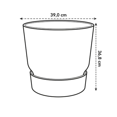 Elho Greenville Topf Rund Grau D39 x H37 - Stilvolles Design für Drinnen & Draußen