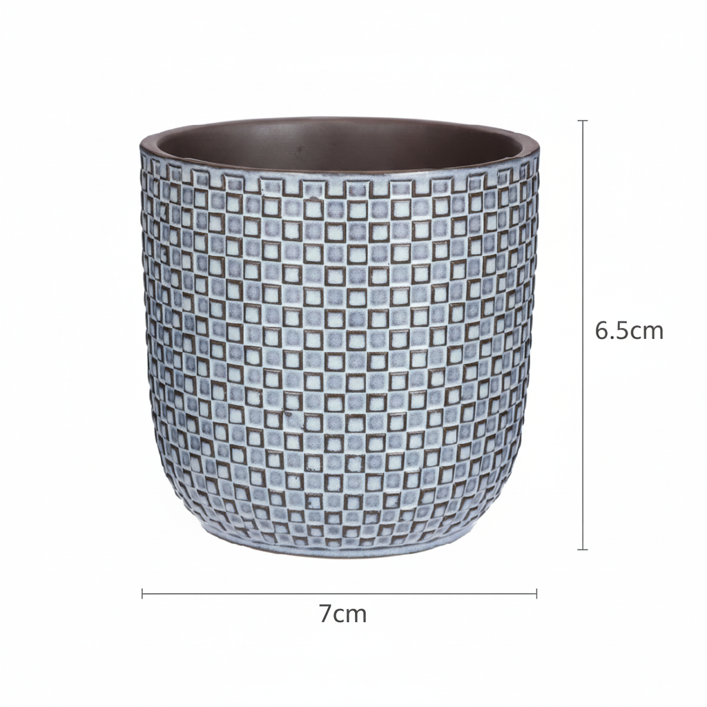 Mini pot relief blauw D7