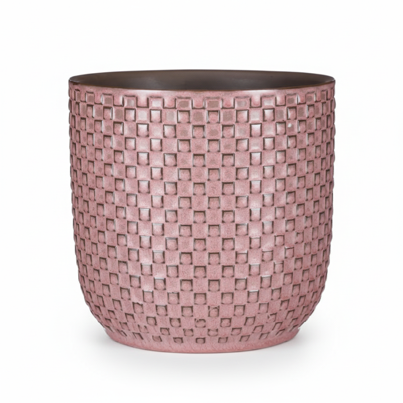 Eleganter Pflanztopf Relief Rosa D13,5 cm – Stilvolle Deko für Ihr Zuhause