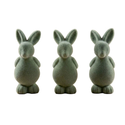 3x Osterhase Deko aus Samt – Grüner Frühling, 12,5 cm