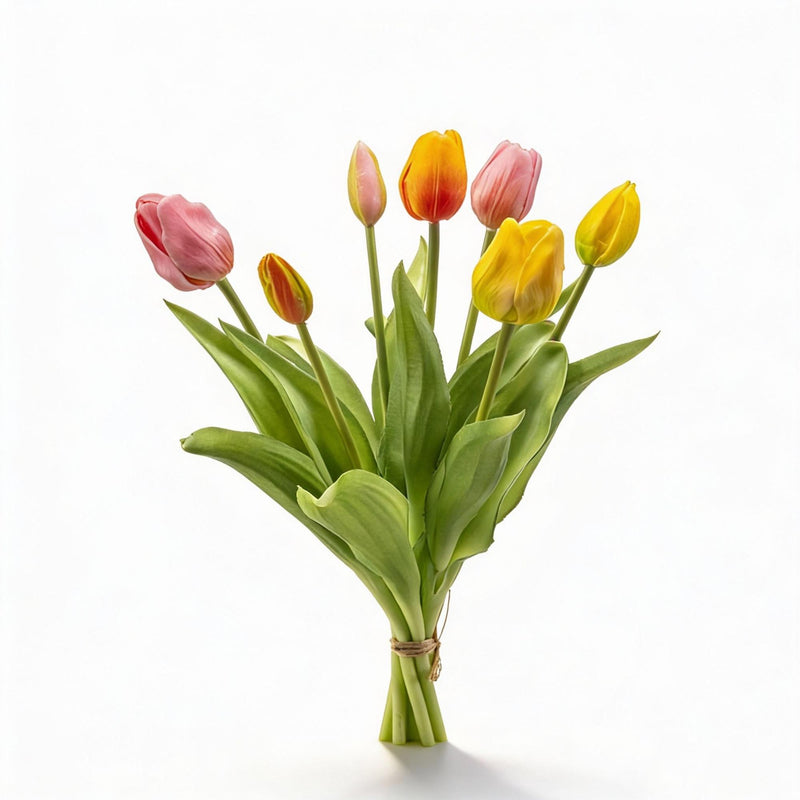 7 'Real Touch' Kunsttulpen – Bunter Strauß, 42 cm