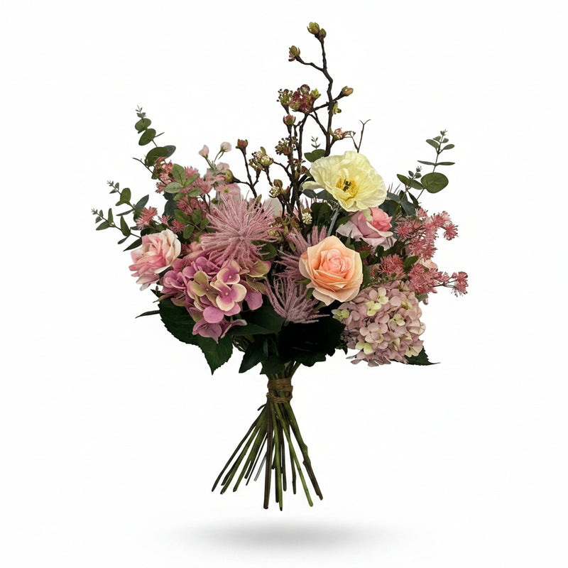 Artificial Flower Bouquet Mystic Summer: Pink, White, Yellow - 65 cm