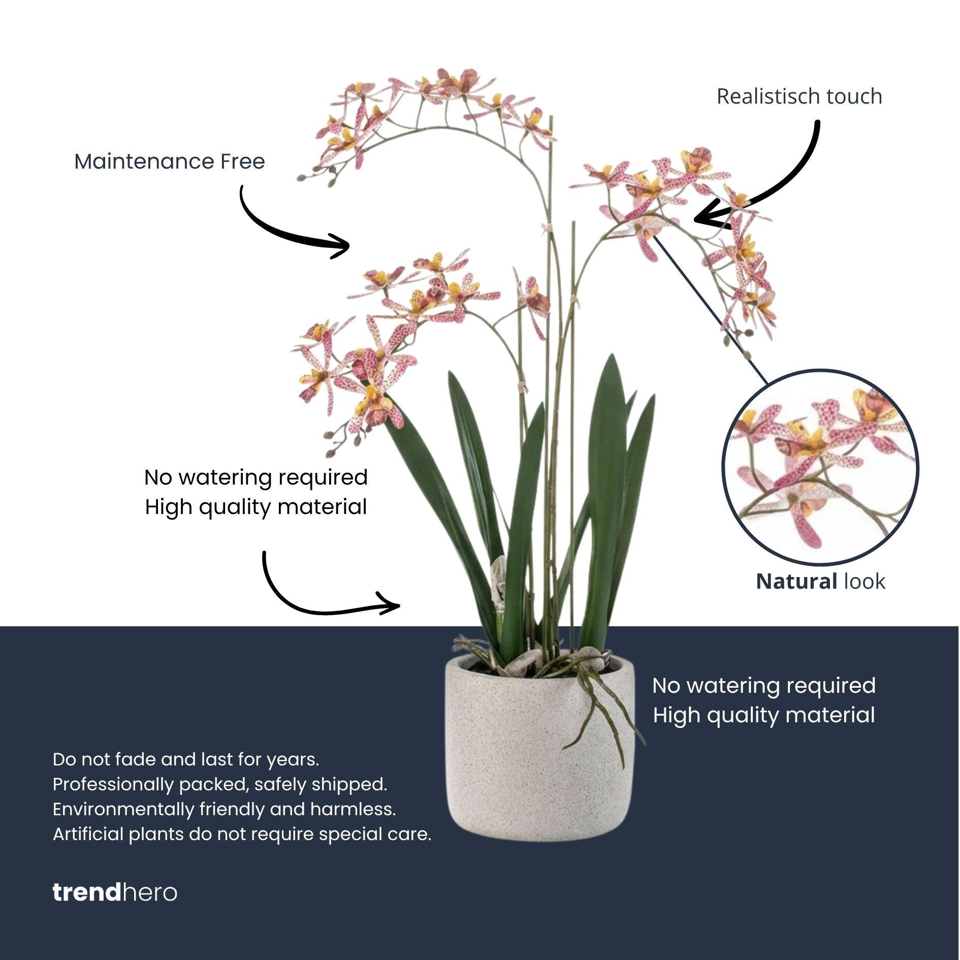 Renanthera Orchidee Roze in pot - 56 cm - Kunstplant