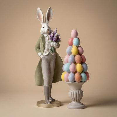 Dekofigur Osterhase Gentleman mit Blumen, 51 cm