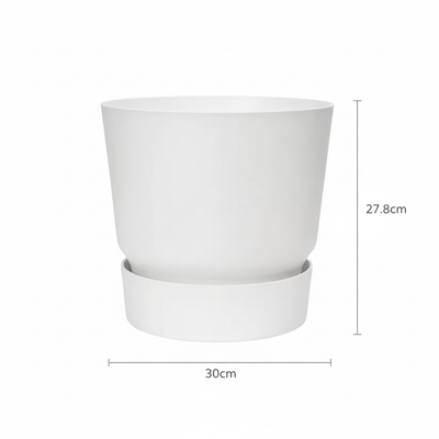 Elho Greenville runder Blumentopf, 30 cm, weiß, für Drinnen & Draußen