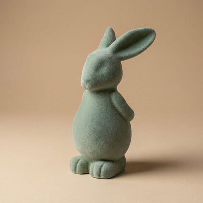 3x Osterhase Deko aus Samt – Grüner Frühling, 12,5 cm
