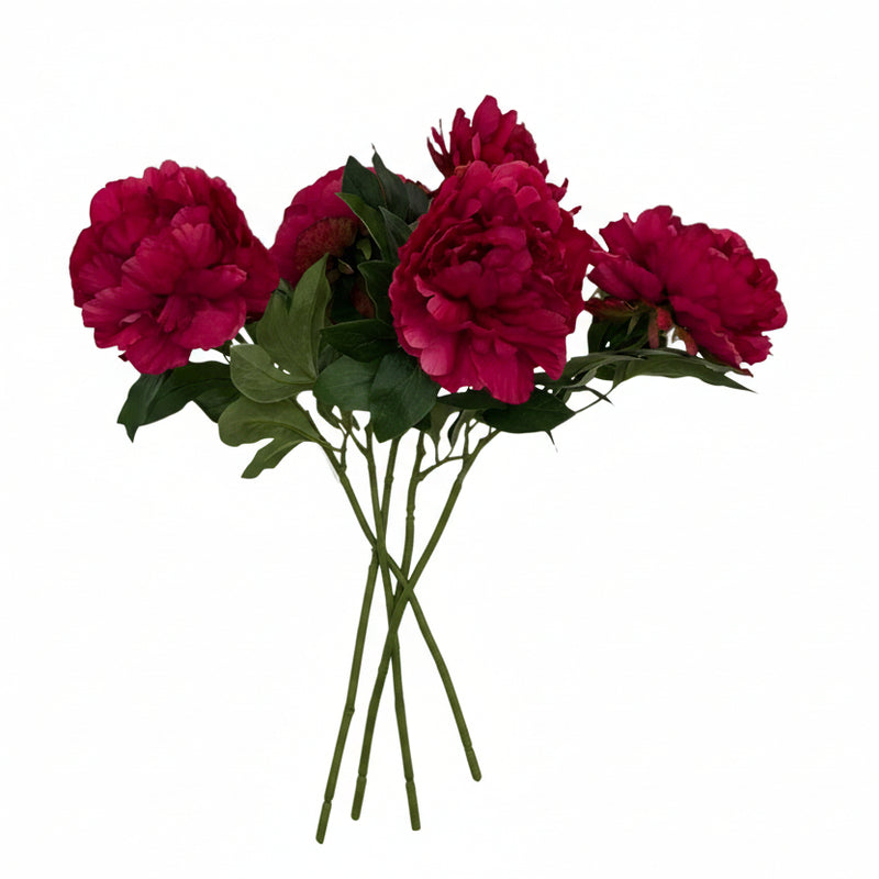 5x Kunstrosen Pfingstrosen Dunkelrosa 65cm