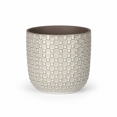 Relief-Topf weiß D13,5 cm mit geometrischem Muster