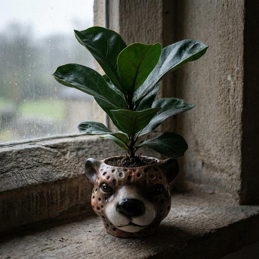 Planter Luipaard D12x9,5cm - Braun - D12x9,5cm