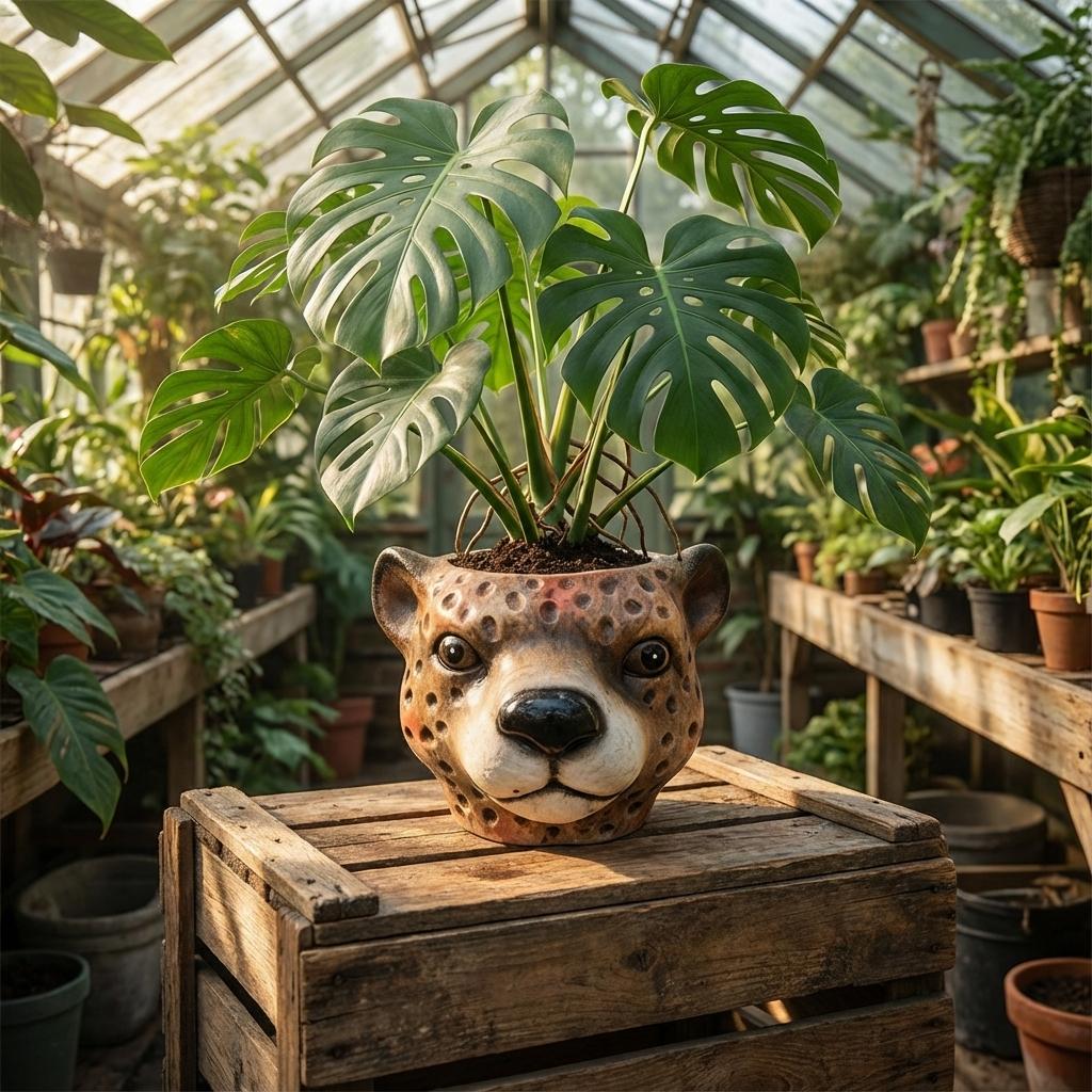 Planter Luipaard D12x9,5cm - Braun - D12x9,5cm