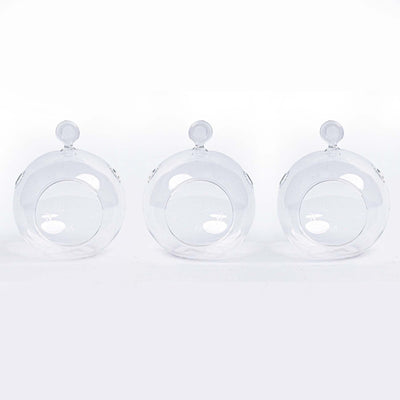Glas-Dekokugeln 3er Set - Transparent m. Haken D10,5 H8 cm