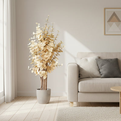 Künstlicher gelber Eucalyptus, 125cm – pflegeleichte Deko-Pflanze