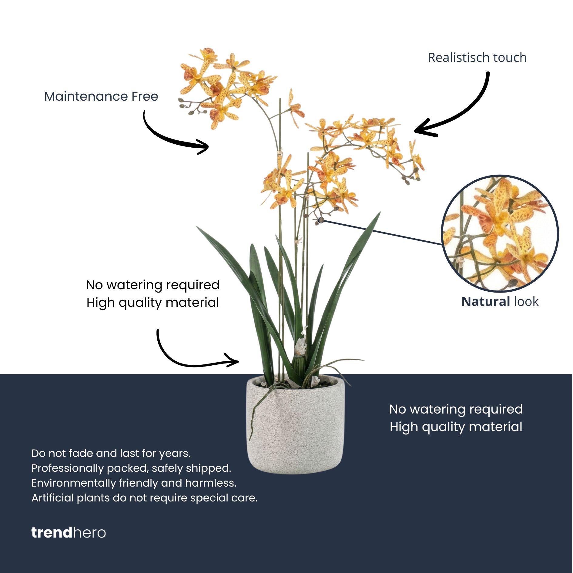 Renanthera Orchidee Geel & Oranje in pot - 56 cm - Kunstplant