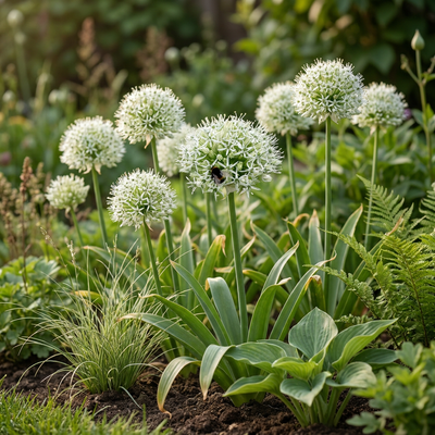 6x Zwiebeln Allium Mount Everest - Weiße Kugellauch-Zwiebeln