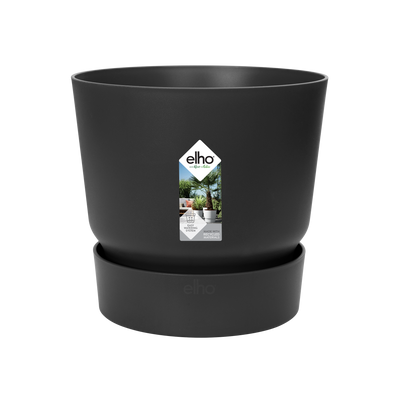 Elho Greenville Runder Topf Schwarz D14 x H13 - Eleganz für Ihre Pflanzen