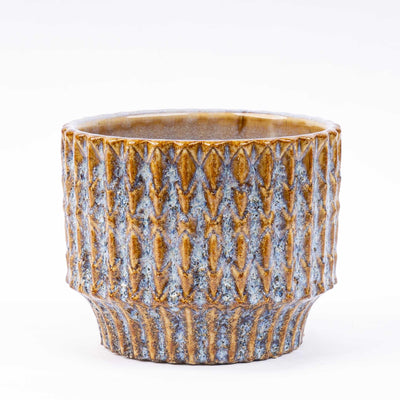 Rustic Ceramic Pot Echo Blue/Brown D10.8 H9 cm - Full of character