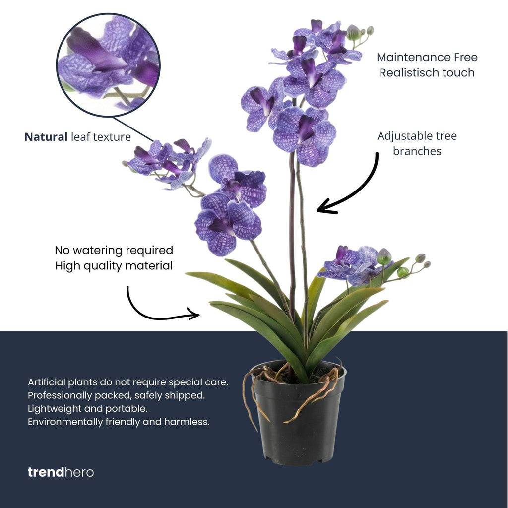 Orchidee Vanda kunstplant 60 cm - Paars - In pot - Artificial plant
