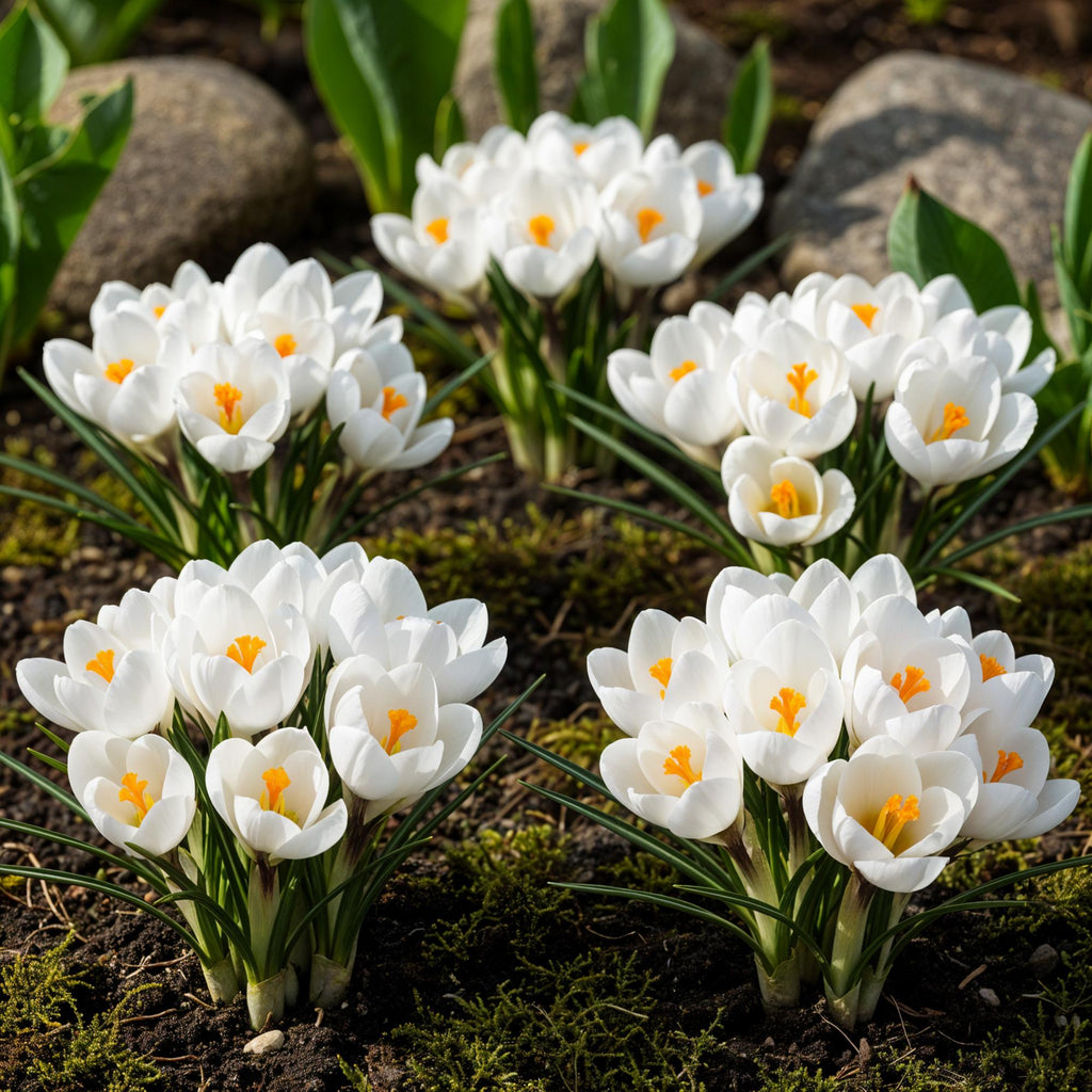 GreenboutiQ - Blumenzwiebeln - Crocus White - Bulbs Hardy Perennial - Farbe Gelb - 30 Stück - Zwiebelgröße 7/8 - XXL Pack