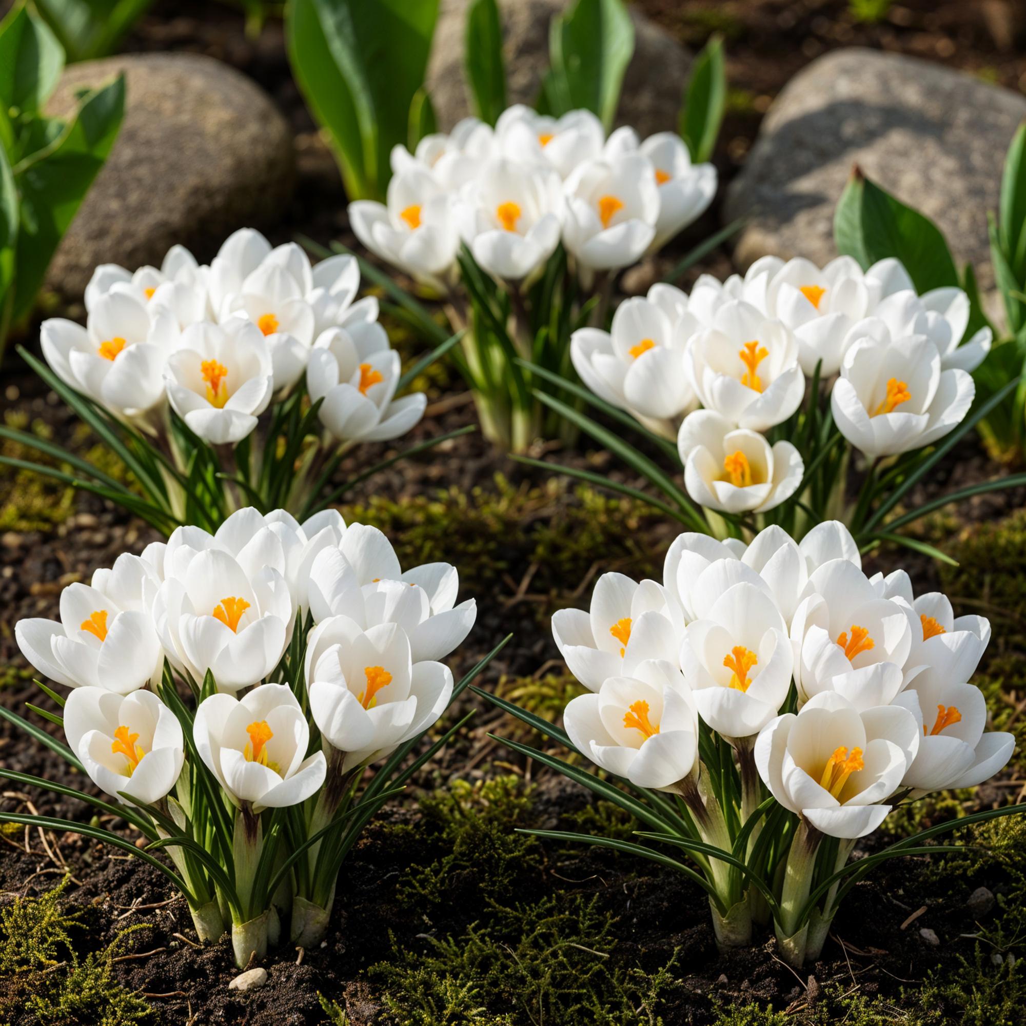 GreenboutiQ - Blumenzwiebeln - Crocus White - Bulbs Hardy Perennial - Farbe Gelb - 30 Stück - Zwiebelgröße 7/8 - XXL Pack