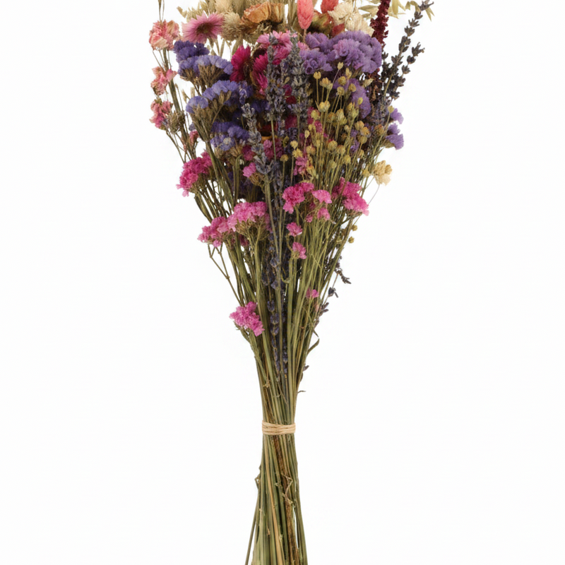 Trockenblumen Feldblumenstrauß Rosa - 20cm Durchmesser, 50cm Höhe