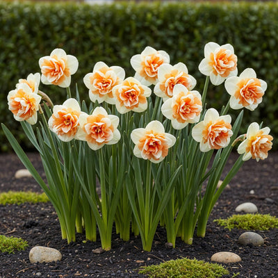 GreenboutiQ - Blumenzwiebeln - Narcis Replete - Bulbs Hardy Perennial - Farbe Weiß und Orange - 10 Stück - Zwiebelgröße 10/12 - XXL Pack