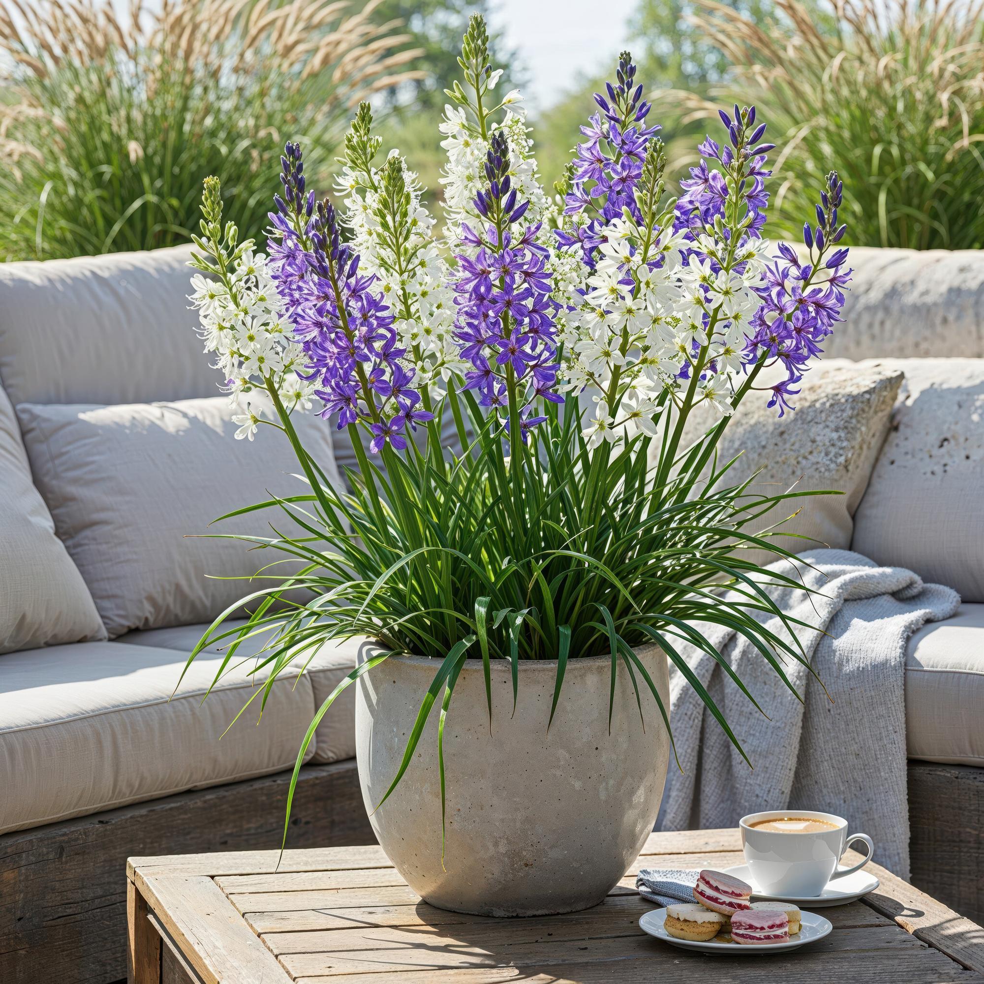 GreenboutiQ - Blumenzwiebeln - Camassia Leichtlinii Mix - Bulbs Hardy Perennial - Farbe Lila und Weiß - 5 Stück - Zwiebelgröße 12/14 - XXL Pack