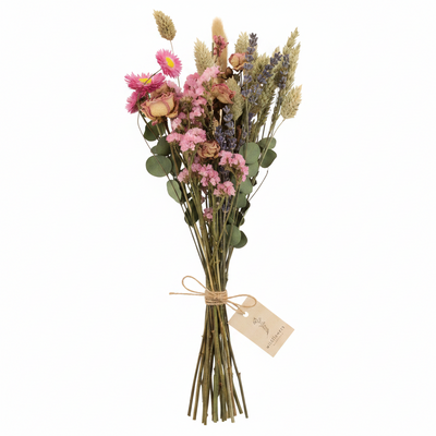 Trockenblumen Feldblumenstrauß Rosa – Ø15cm, ↕35cm
